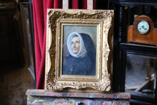 Load image into Gallery viewer, Antique Oil Painting of a Nun in Gilt Gesso Frame
