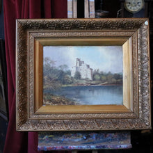 Load image into Gallery viewer, Antique 19th.C Scottish Landscape Painting - Castle and Lock - Oil on Canvas - 35.5&quot; x 21.5&quot;
