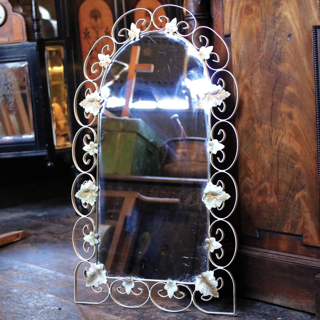Vintage 1960's Wrought Iron / Toleware Wall Mirror