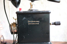 Load image into Gallery viewer, Antique C.1900 Black Jydsk Hand Crank Telephone
