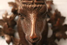 Load image into Gallery viewer, Antique 19th Century Swiss Black Forest Carved Mounted Deer / Ibex Head Coat Hook
