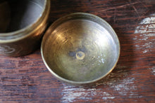 Load image into Gallery viewer, Islamic Brass Lidded Trinket Box With Silver And Copper Inlaid Calligraphy
