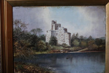 Load image into Gallery viewer, Antique 19th.C Scottish Landscape Painting - Castle and Lock - Oil on Canvas - 35.5&quot; x 21.5&quot;
