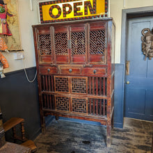 Load image into Gallery viewer, Antique Chinese Red Lacquered Elm Noodle Cabinet
