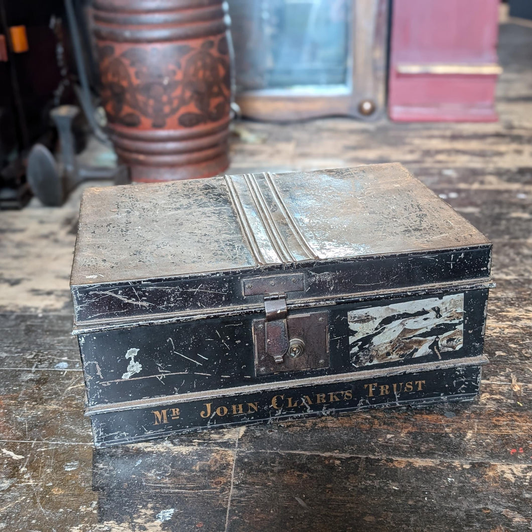 Antique Deed Box - Metal Storage Bin