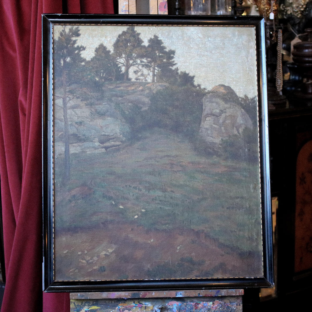 Antique C.1920 Painting Woodland Scene - Oil on Canvas- HK - Scottish -60.5 x 73cm