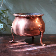 Load image into Gallery viewer, Early 20th.C Arts &amp; Crafts Hammered Copper Tripod Planter
