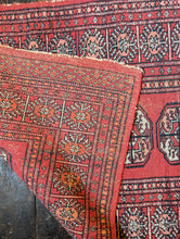 Load image into Gallery viewer, Vintage Hand-Knotted Bokhara Rug in Red Wool – 3&#39;11.5&quot; x 2&#39;7.5&quot; (120 x 80 cm)

