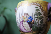 Load image into Gallery viewer, Hand-Painted 19th.C Porcelain Dresden Urn Vase with Figural Mask Handles
