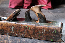 Load image into Gallery viewer, Antique Wooden Jack Plane – 24” Hand Tool with Shaped Handle &amp; Iron Blade
