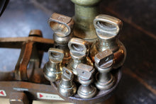 Load image into Gallery viewer, Antique Brass Balance Scales by W &amp; T Avery Ltd with Full Set of Weights - Grocers Scales
