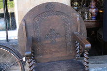 Load image into Gallery viewer, Antique Metamorphic Monks Bench / Chair / Table in Carved Oak
