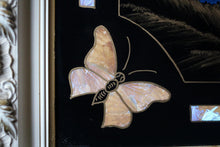 Load image into Gallery viewer, Brazilian Reverse Glass Painting - Butterfly Wing Art - Framed Tropical Landscape

