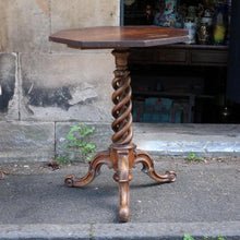 Load image into Gallery viewer, Antique Octagonal Side Table with Barley Twist Pedestal Base
