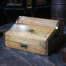 Load image into Gallery viewer, Antique Roll-Top Stationery Box | Writing Slope | Military Campaign Chest
