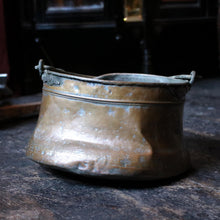 Load image into Gallery viewer, 19th Century Hand-Forged Brass Cauldron with Riveted Handle

