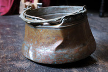 Load image into Gallery viewer, 19th Century Hand-Forged Brass Cauldron with Riveted Handle
