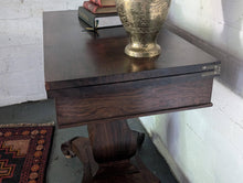 Load image into Gallery viewer, Antique Georgian Regency Rosewood Foldover Card Table on Scroll Feet - C.1830
