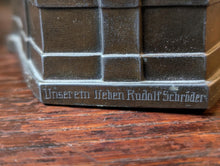 Load image into Gallery viewer, 1929 German Till Eulenspiegel Bronze Inkwell – Jugendbund von St. Johannes Commemorative Gift
