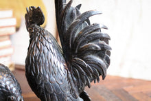 Load image into Gallery viewer, Antique Japanese Bronze Rooster &amp; Hen – Meiji-Era Poultry Pair
