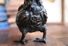 Load image into Gallery viewer, Antique Japanese Bronze Rooster &amp; Hen – Meiji-Era Poultry Pair
