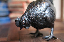 Load image into Gallery viewer, Antique Japanese Bronze Rooster &amp; Hen – Meiji-Era Poultry Pair
