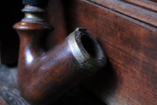 Load image into Gallery viewer, Large Antique German Briar Pipe – Extra Long Carved Stem with Brass Fittings
