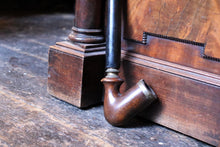 Load image into Gallery viewer, Large Antique German Briar Pipe – Extra Long Carved Stem with Brass Fittings
