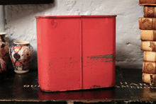 Load image into Gallery viewer, Vintage Red Metal Shoe Cleaning Box – Industrial Wall-Mount Holder with Compartments
