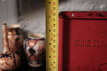 Load image into Gallery viewer, Vintage Red Metal Shoe Cleaning Box – Industrial Wall-Mount Holder with Compartments
