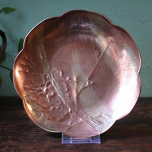 Load image into Gallery viewer, Antique Japanese Copper Blossom Dish – Floral Scalloped Bowl
