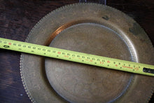 Load image into Gallery viewer, Antique Decorative Brass Charger with Foliate &amp; Figurative Motif
