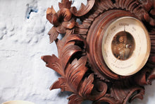 Load image into Gallery viewer, Antique Black Forest Barometer with Thermometer – Carved Wood Floral Design – Made in Germany
