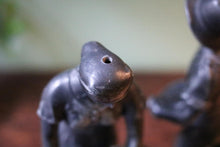 Load image into Gallery viewer, Antique Spelter Farmer &amp; Shepherdess Figurines – Rustic Pair with Patina and Character
