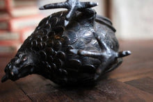 Load image into Gallery viewer, Antique Japanese Bronze Rooster &amp; Hen – Meiji-Era Poultry Pair
