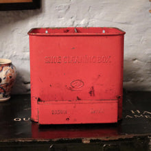 Load image into Gallery viewer, Vintage Red Metal Shoe Cleaning Box – Industrial Wall-Mount Holder with Compartments
