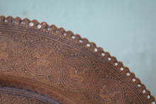 Load image into Gallery viewer, Antique Decorative Brass Charger with Foliate &amp; Figurative Motif
