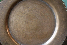 Load image into Gallery viewer, Antique Decorative Brass Charger with Foliate &amp; Figurative Motif
