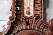 Load image into Gallery viewer, Antique Black Forest Barometer with Thermometer – Carved Wood Floral Design – Made in Germany
