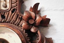 Load image into Gallery viewer, Antique Black Forest Barometer with Thermometer – Carved Wood Floral Design – Made in Germany
