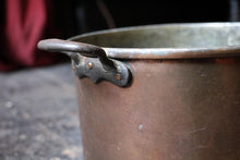 Load image into Gallery viewer, Large Antique Copper Pan with Riveted Handles – French Country Cookware, 11" Diameter

