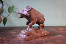 Load image into Gallery viewer, Antique Black Forest Hand Carved Wood Boar – Folk Art Animal Sculpture, 8&quot; Long
