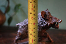 Load image into Gallery viewer, Antique Black Forest Hand Carved Wood Boar – Folk Art Animal Sculpture, 8&quot; Long
