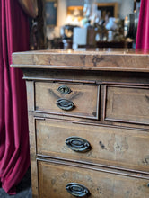 Load image into Gallery viewer, Victorian Burr Walnut Chest of Drawers with Original Brass Handles
