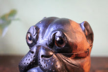 Load image into Gallery viewer, 19th Century Black Forest Carved Pug Dog Inkwell with Glass Eyes
