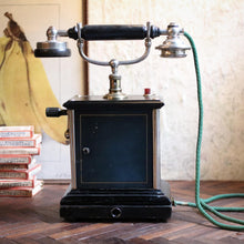 Load image into Gallery viewer, Antique C.1900 Black Jydsk Hand Crank Telephone
