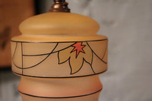 Load image into Gallery viewer, Art Deco Frosted Glass Pendant Light – Geometric &amp; Maple Leaf Design, Rewired
