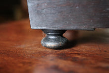 Load image into Gallery viewer, Antique Georgian Ebonised Tea Caddy with Lion Mask Handles – 19th Century Black Wooden Tea Box

