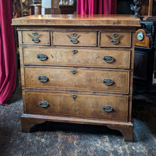 Load image into Gallery viewer, Victorian Burr Walnut Chest of Drawers with Original Brass Handles
