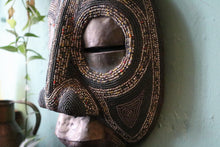 Load image into Gallery viewer, Vintage Cameroonian Beaded Mask – Mid-Century – Metal Eyes &amp; Mouth – 30 × 27 cm
